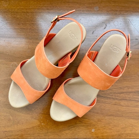 Ugg Strappy Wedges in Coral Size 8 - Picture 7 of 9